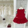 Oh, Uau! Saia Floral Vermelha Original de Alta Qualidade para Bebês, Vestido Regata Floral de Verão, Vestido Retro Tendência