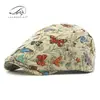 Novo Chapéu Boina Feminino Outono/Inverno 2024 Estilo Étnico Jacquard Personalizado Boina Bico de Pato Retrô Boné Frontal