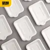 Comercio Exterior Transfronterizo Platos Rectangulares de Papel para Pasteles Desechables Bandejas para Hornear Cuadradas Platos Cuadrados de Pulpa 4 Pulgadas 6 Pulgadas 8 Pulgadas Platos Cuadrados