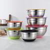 Cuenco de acero inoxidable para huevos, ensalada, base de silicona, cuenco para cocinar, cuenco para hornear, cuenco para mezclar, ensalada con tapa