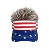 Gorra de peluca impresa de moda transfronteriza para hombre, gorra de béisbol de una sola pieza divertida de hip-hop europeo y americano para exteriores con peluca simulada y visera solar