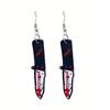 Pendientes extraños europeos y americanos cool punk cuchillo afilado asesino cuchillo de cocina pendientes Halloween divertidos pendientes acrílicos