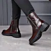 Botas Chelsea de cuero estilo coreano de invierno cálidas de lana de cuero slip-on Botas Martin de moda casual soporte para cigarrillos botas de hombre