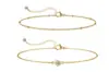 Nuevo Pulsera de Oro de 18K Estilo Ins Amazon Pulsera de Circonita Cadena de Cuentas de Mijo Juego de Tres Piezas Moderno y Elegante para Mujeres