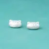 Plata Pura 999 Baguette Gato Cuentas Accesorios Pulsera Trenzada Hecha a Mano DIY Gato de la Suerte Joyería de Plata Regalo para Novia