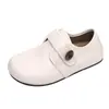 Sandálias Birkenstock Estilo Britânico em Couro Sintético Retrô para Mulheres Modelo Novo Primavera e Outono 2026 com Botão e Velcro, Sapatos Casuais com Aumento de Altura Oculto