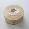 Base de Cubo de Bola de Cristal Luminosa de Madera Maciza Portalámparas Redondo de Luz de Colores Enchufe USB Adorno de Base Giratoria de Madera