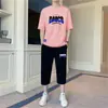 Camiseta Juvenil de Nuevo Estilo para Verano de Manga Corta para Estudiantes de Secundaria Niños Conjunto Deportivo Casual de Moda Conjunto de Dos Piezas