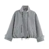 Venta al por mayor transfronteriza de ropa para mujer: Estilo europeo y americano 2026, moderno, casual, corte holgado, versátil, cuello alto, top/chaqueta corta de cuadros