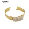 WT-B618 geométrico largo cuadrado pequeño piedra preciosa de color latón ajustable para hombres y mujeres pulsera clásica llevable joyería