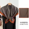 Bufanda de Seda y Lana de Doble Cara para Mujer, Nueva de Primavera y Otoño, Resistente al Frío, Cálida, Chal de Seda y Lana, Lujo Ligero, Versátil, Cuadrado de 90