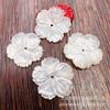 Flor de concha tallada, plato blanco, concha de 20 mm, flor de múltiples dientes, cuentas sueltas, joyería, accesorios para tocados, bricolaje, lote de material hecho a mano