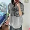 Camiseta de Algodão Puro Verão High Street Ombro Reto Manga Curta para Mulheres 2026 Novo Estilo Solta Design de Nicho Americano Camiseta de Meia Manga