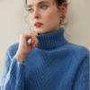 Estilo Diseñador Británico ~ Suéter de Cachemira de Color Sólido para Mujer, Suéter Grueso de Lana Tejido en Cable de Cuello Alto para Vestir en Capas