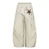 Calça Cargo Parachute de Camadas Estilo Americano para Mulheres, Verão Solta Versátil Plissada Casual Longa, Calça Wide-Leg para Dança Jazz