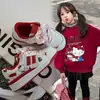 Zapatos Navideños para Niños 2025 Modelo Año Nuevo Invierno Forrados de Felpa para Niñas Rojas Deportivas de Caña Baja Tenis Gato Kt