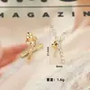 Pendientes Luochen de Diamante Completo con Letra X y Circonita Estilo Europeo y Americano Diseño de Nicho Pendientes de Lujo Exquisitos y Accesibles Pendientes