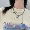 Outono e Inverno Design de Nicho Urso Xadrez Corrente de Suéter Dupla Camada Feminina Luxo Leve Vintage Personalizado Simples Colar de Titânio