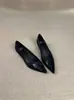 Versão em Couro~5CM Bico Fino Francês Salto Baixo Sapatos de Salto Único Feminino Ambiente de Trabalho Super Macio Boca Rasa Sapatos de Trabalho Elegantes Salto Alto