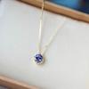 Collar de plata de ley S925 con diseño de luna azul y oro de 14 quilates, ligero y lujoso, con colgante de ondas oceánicas japonesas para mujer.