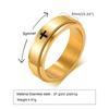 Anillo Rotatorio de Acero Inoxidable Grabado con Láser de Cruz Negro Minimalista para Hombre R-589