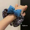 Estilo Coreano Xadrez Retrô Laço Elástico Grande para Cabelo Feminino Elástico de Cabelo Estiloso para Rabos de Cavalo Coques Acessórios de Cabelo Elástico