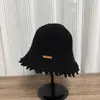 Chapéu de Balde Dobrável Versátil Estilo Coreano Inverno Outono Japonês Moda Feminina Temperamento Elegante Afina o Rosto Chapéu de Balde com Borda Desfiada Tendência