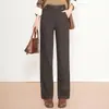 Calça de Lã Plush Elegante de Perna Reta para Mulheres 2026 Outono/Inverno Nova Calça de Cintura Alta Emagrecedora de Perna Larga Moda Versátil Calça Longa