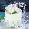 Decoración para Pastel de Acrílico de Doble Capa en Ángulo Recto, Enchufe Negro Dorado, Decoración para Hornear Tarjeta de Feliz Cumpleaños