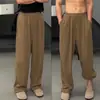 Calça de Seda Gelada de Verão Versátil Textura Simples 2025 Calça Casual Masculina de Perna Larga Dipper Calça Reta Sem Passar para Homens