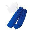Comercio Exterior Transfronterizo Verano Nuevo Traje para Niños Color Sólido Tirante Cruzado Manga Volante Top Pantalón Casual en stock