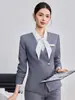 Traje de Negocios Azul Marino para Mujer, Otoño/Invierno, Adecuado para Hotel, Restaurante, Recepción de Eventos y Uniforme de Trabajo de Consultor Médico Estético