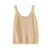 Moderna Camisola sin Mangas de Cachemir con Cuello en V y Canalé Otoño-Invierno 2026 para Mujer, Versátil Chaleco de Punto de Lana