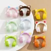 Auriculares con Orejas de Gato Dibujos Animados Cuentas Perforadas Pintura Acrílica Recubierta Cadena de Teléfono Pulsera Accesorios de Joyería DIY Materiales