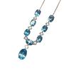 Colar de topázio azul natural elegante simples mori 925 prata clavícula corrente natural gema cristal pingente presente