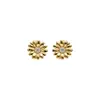 Pendientes de Flor con Circonita Bañados en Oro Real de 18K para Mujer, Pendientes de Lujo Ligero de Gama Alta, Pendientes Retro de Diseño Nicho para Mujer