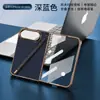 Adecuado para funda plegable iPhonoDuo con bolígrafo, funda anti-caídas con patrón de fibra de carbono Kevlar electrochapado Apple Duo y protector de pantalla