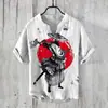 Camisa POLO de Lino para Hombre Más Vendida en el Sudeste Asiático Camisa Hawaiana de Punto Medio de 3 Botones Estilo Japonés Estilo Harajuku Estilo Holgado