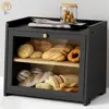 En stock Caja de Pan para Encimera de Cocina de Bambú Caja de Pan de Gran Capacidad Contenedor de Almacenamiento de Pan con Ventana Rejilla para Pan