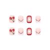 Uñas para niña Rojo cereza lindo y color de contraste blanco con uña nicho Uña de vestir linda Uña de vestir linda Venta al por mayor Acabado 24 piezas