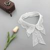 1 Peça Preto e Branco Solúvel Em Água Oco Bordado com Laço Falso Colarinho Feriado Casual Moda All-match Decorativo Único Colarinho Mulheres
