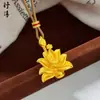 Tendencia de Tiktok Collar con Colgante de Flor de Loto Chapado en Oro de Cobre de Alta Calidad Joyería para Mujeres, Elegante Flor de Loto de Cristal