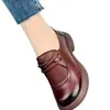 Zapatos Pequeños de Cuero con Cordones para Mamá para Mujer 2026 Otoño Nuevos Suela Gruesa Suela Suave Zapatos de Una Sola Pieza para Personas de Mediana Edad y Mayores Cómodos Versátiles Mocasines
