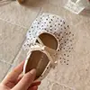 Sapatos femininos estilo coreano com bolinhas, renda de malha com cadarço, coleção nova primavera/outono 2026, solado macio, bico fino, sapatilhas, sapatos de princesa, estilosos