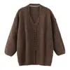 Chaleco de Estilo Perezoso Chaqueta de Punto Conjunto de Dos Piezas Otoño Nuevo de un Solo Botón Cuello Halter Prenda Base Tirantes Suéter Holgado Chaqueta