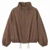 Nueva Chaqueta Cortavientos Coreana de Primavera y Otoño para Mujer, con Hombros Descubiertos, Cintura con Cordón, Cuello Alto, Moda Versátil, Ajustada, Tendencia