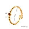 Joias de Moda Transfronteiriças, Joias de Design Simples e de Nicho, Anel Aberto Cravejado com Zircônia, Anel de Aço Inoxidável Dourado 18K