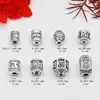 Accesorios de Plata Pura 999 Cuentas Barril de Plata Dura 3D Lema de Seis Caracteres Cuentas Espaciadoras Accesorios para Joyería DIY Pulsera Cuentas