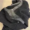 Elegante cárdigan de lana sintética con bloques de color, tipo dos piezas, para mujer, hecho de lana pura, con cuello redondo, adecuado como prenda exterior o capa base.