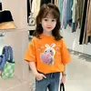 Ropa de Verano para Niños Ropa Elegante para Niñas Camiseta de Manga Corta para Niños Algodón Puro 2026 Modelo Nuevo Camiseta Básica de Manga Media para Niñas